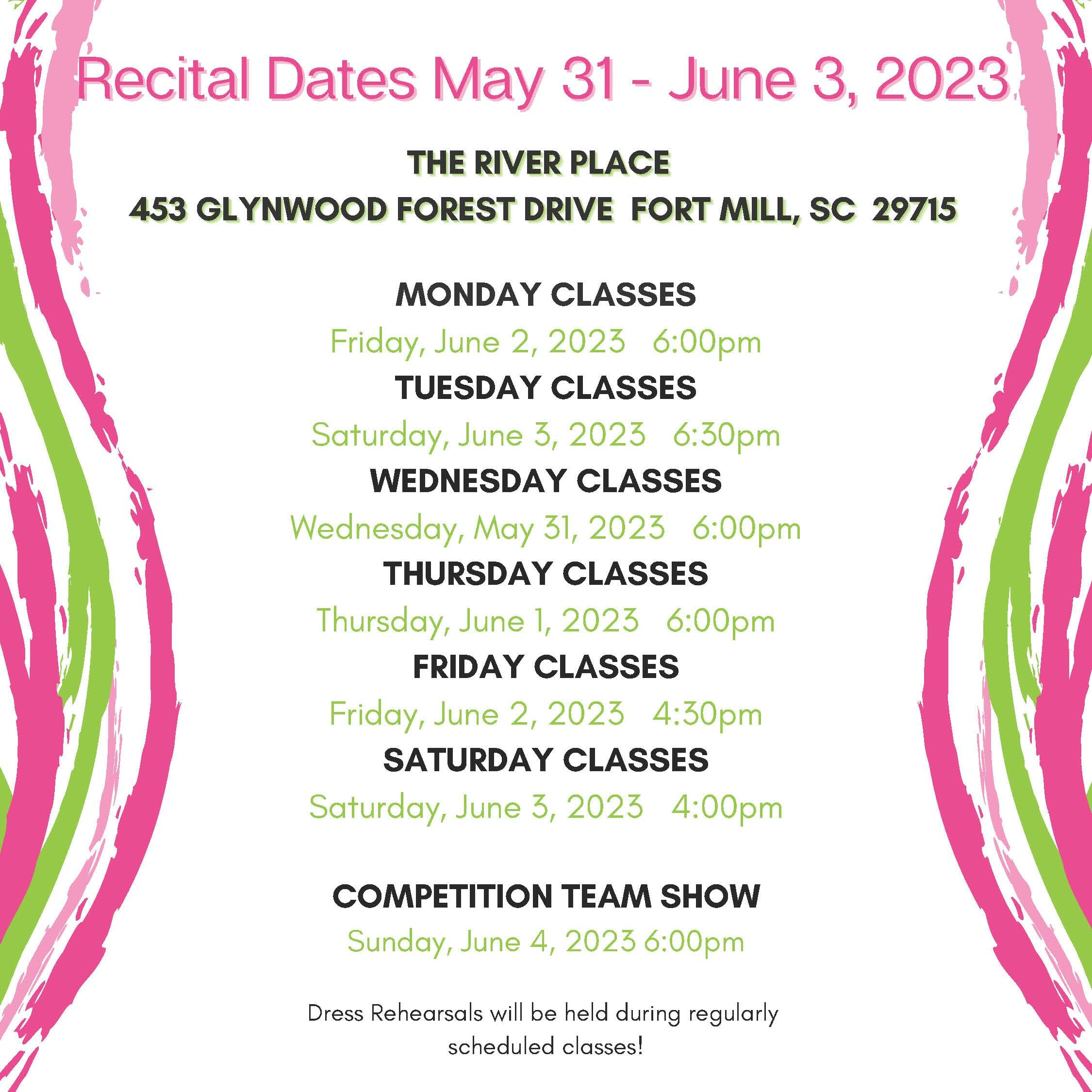 Providence Recital dates 2023